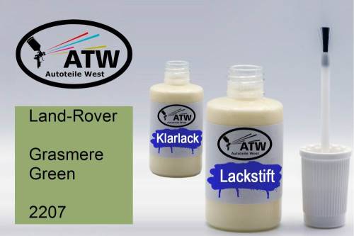 Land-Rover, Grasmere Green, 2207: 20ml Lackstift + 20ml Klarlack - Set, von ATW Autoteile West.